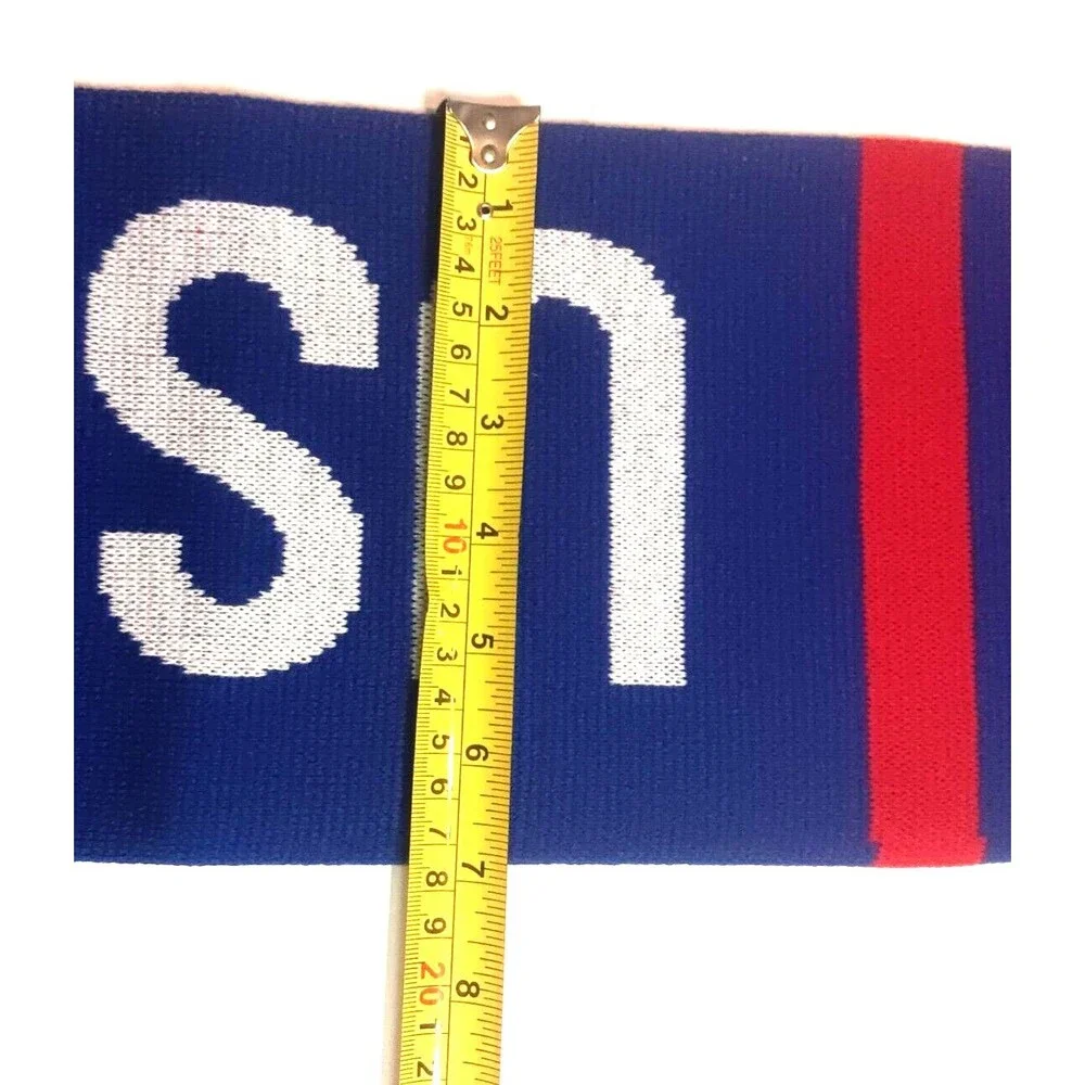 USA Kniit Scarf Blue Red White Stripe Stars Fringe 60